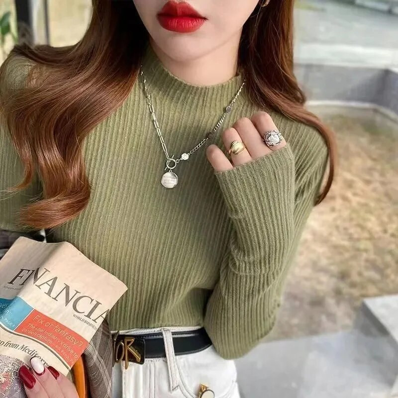 Sieviešu ziemas džemperis ar bruņurupuču apkakli, plāni, garām piedurknēm, silti, adīti džemperi Eleganti vienkrāsaini sieviešu džemperi, mīksti, elastīgi džemperi