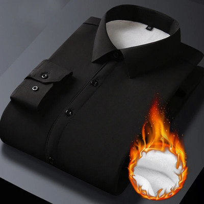 Muške zimske košulje dugih rukava Debeli flis tople poslovne muške jednobojne košulje Ležerne klasične muške društvene košulje 5XL NS5520