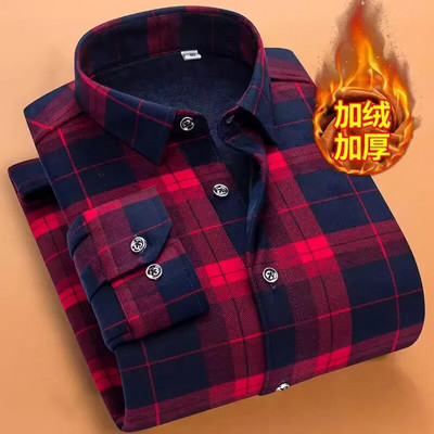 Rudens ziema Jauns ikdienas vīriešu modes krekls ar garām piedurknēm rūtains krekls biezs silts vīriešu ikdienas augstas kvalitātes mīksts liela izmēra krekls NS5825