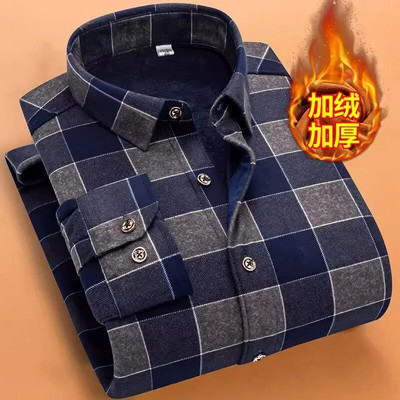 Rudens ziema Jauns ikdienas vīriešu modes krekls ar garām piedurknēm rūtains krekls biezs silts vīriešu ikdienas augstas kvalitātes mīksts liela izmēra krekls NS5825