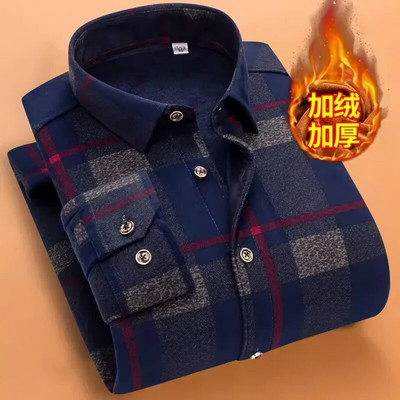 Rudens ziema Jauns ikdienas vīriešu modes krekls ar garām piedurknēm rūtains krekls biezs silts vīriešu ikdienas augstas kvalitātes mīksts liela izmēra krekls NS5825