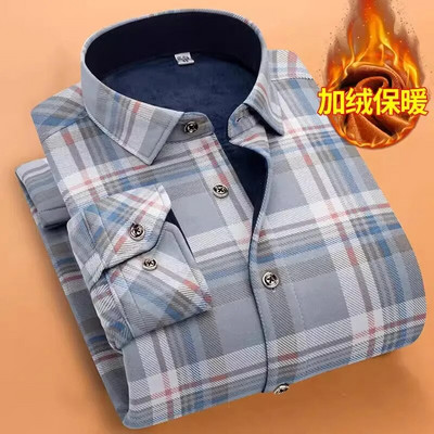Rudens ziema Jauns ikdienas vīriešu modes krekls ar garām piedurknēm rūtains krekls biezs silts vīriešu ikdienas augstas kvalitātes mīksts liela izmēra krekls NS5825