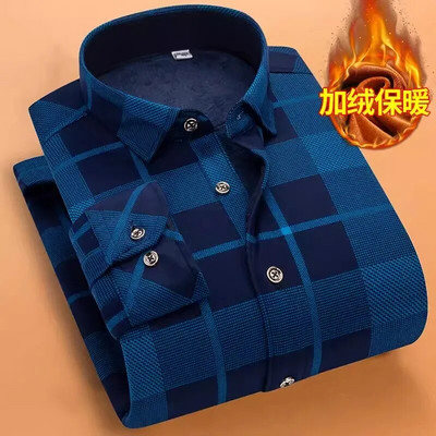 Rudens ziema Jauns ikdienas vīriešu modes krekls ar garām piedurknēm rūtains krekls biezs silts vīriešu ikdienas augstas kvalitātes mīksts liela izmēra krekls NS5825
