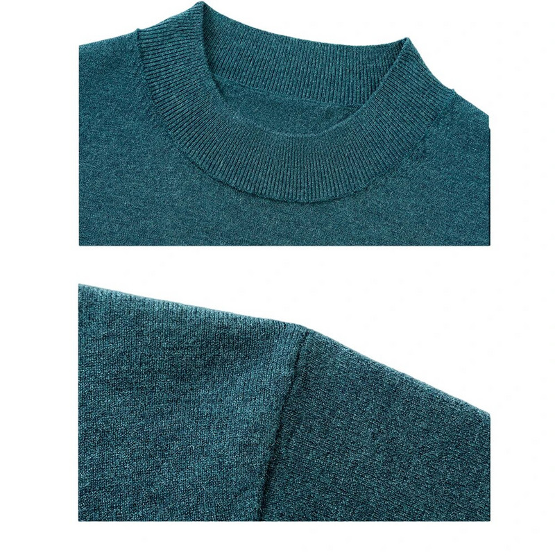 Vīriešu pavasara rudens vienkrāsains trikotāžas džemperis ar pusapkakli brīvi pieguļošs minimālistisks pamata krekls Moderns un vienkāršots pilsētas krekls