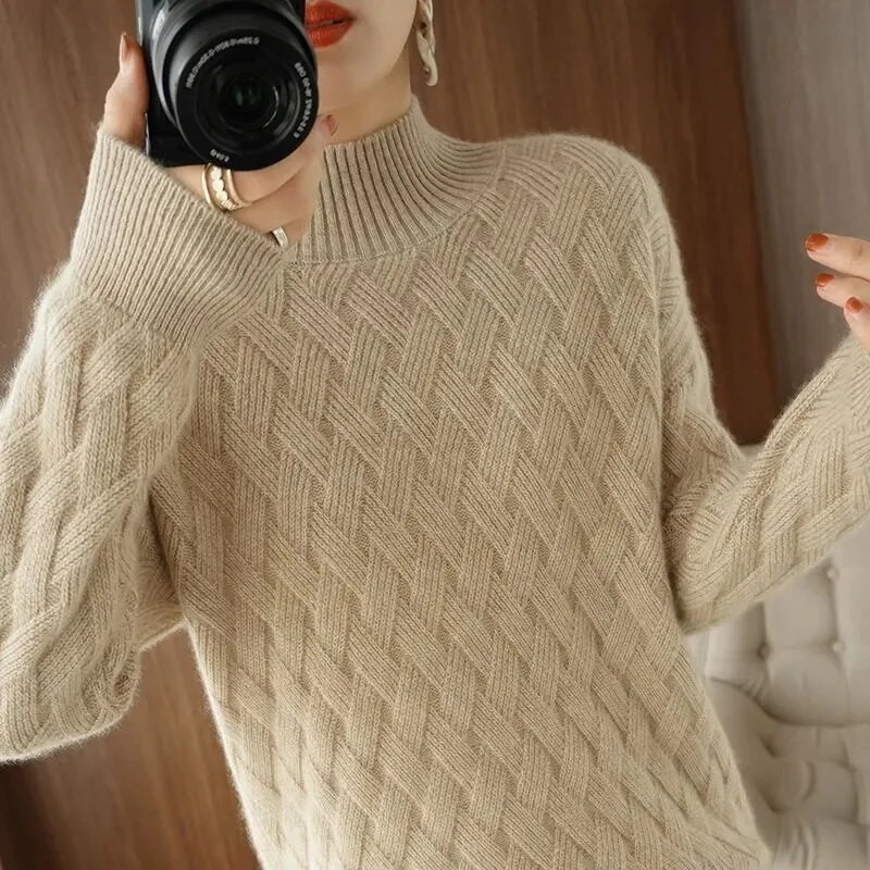 Sieviešu džemperis ar volāniem ar garām piedurknēm, adīts ar apakšu, vienkrāsains džemperis, svītrains ikdienas džemperis sievietēm 2023. gada rudens