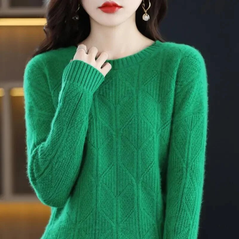 2023 Νέα γυναικεία πουλόβερ Πλεκτά πουλόβερ με λαιμόκοψη φθινοπώρου άνοιξη Φαρδύ πουκάμισο με φαρδύ πάτο Κασμίρ Μόδα μαλακό πουλόβερ