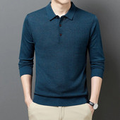 Novi dolazak jesen/zima: jednobojni pulover od mješavine vune od žakard tkanine za poslovnu i ležernu odjeću široke polo majice