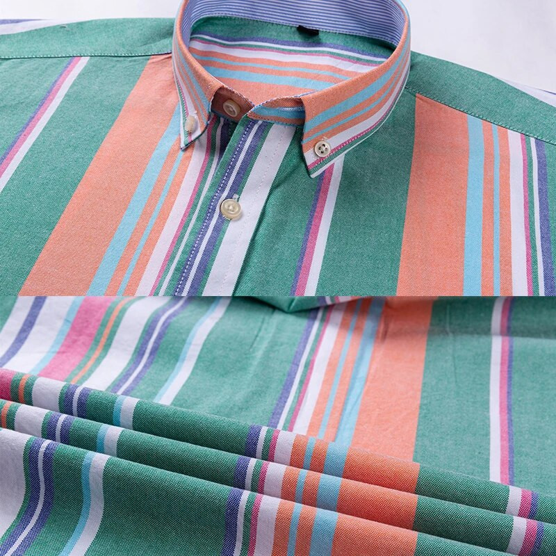 Vīriešu sabiedriskais krekls ar garām piedurknēm tīras kokvilnas Oksfordas plāns, mīksts pogāms rūtains formāls vīriešu apģērbs Lielizmēra krekls Liela izmēra S~7XL