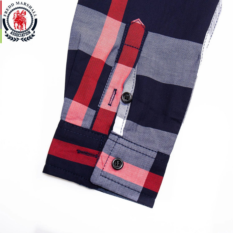 Fredd Marshall Ljetna modna nasumična karirana košulja 2023. Muškarci Dugi rukavi Ležerne uske košulje Topovi 100% pamuk Chemise Homme 199