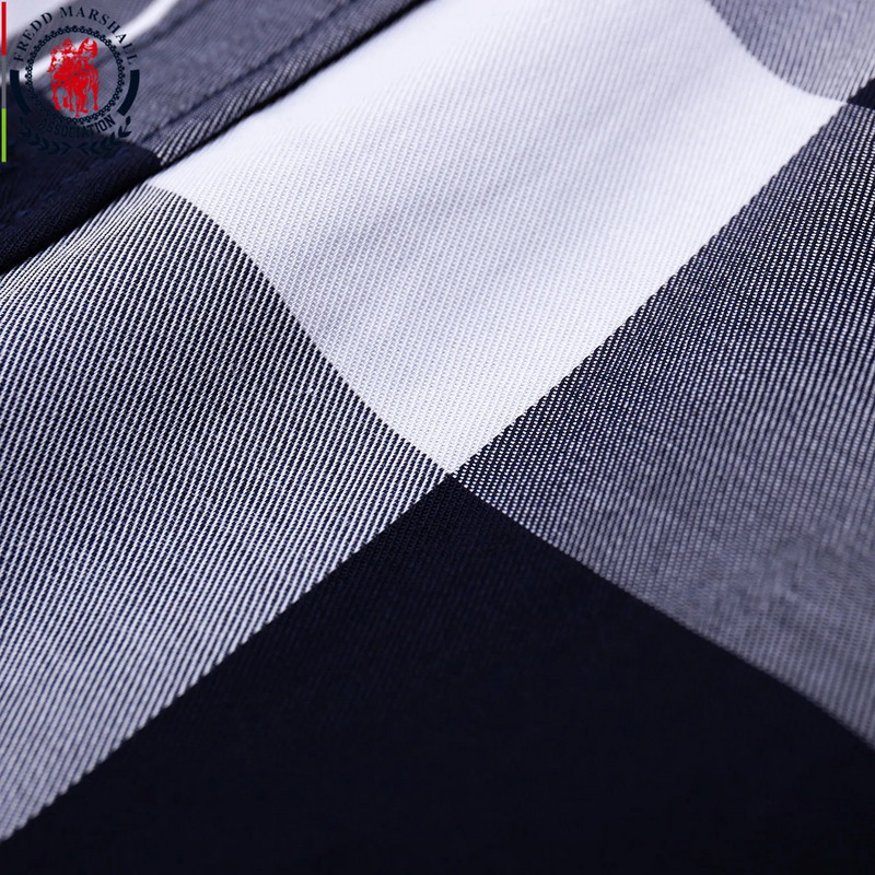 Fredd Marshall Ljetna modna nasumična karirana košulja 2023. Muškarci Dugi rukavi Ležerne uske košulje Topovi 100% pamuk Chemise Homme 199