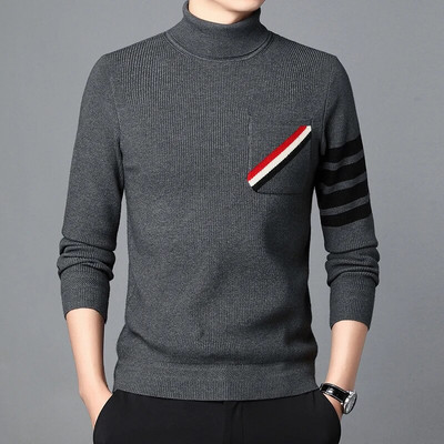 Vīriešu ziemas apģērbi trikotāžas džemperis ar augstu atloku brīvs jaunatnes mode Pilsētas Eiropas amerikāņu vienkārši Dienvidkorejas tendences džemperi