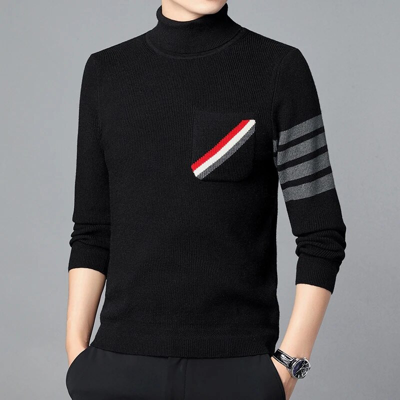 Vīriešu ziemas apģērbi trikotāžas džemperis ar augstu atloku brīvs jaunatnes mode Pilsētas Eiropas amerikāņu vienkārši Dienvidkorejas tendences džemperi