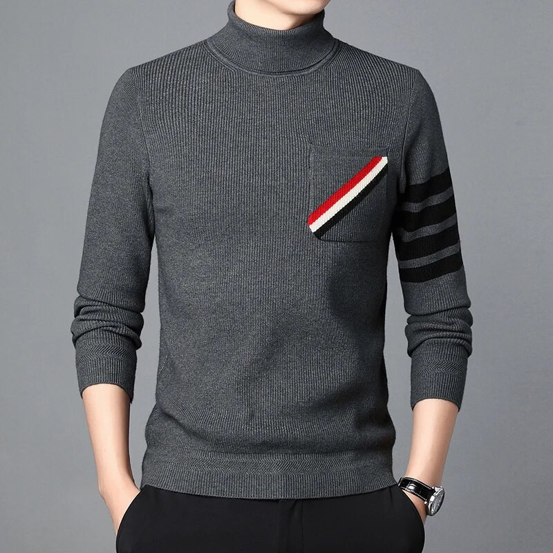 Vīriešu ziemas apģērbi trikotāžas džemperis ar augstu atloku brīvs jaunatnes mode Pilsētas Eiropas amerikāņu vienkārši Dienvidkorejas tendences džemperi