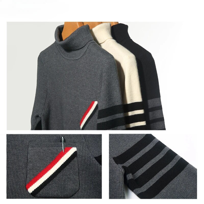 Vīriešu ziemas apģērbi trikotāžas džemperis ar augstu atloku brīvs jaunatnes mode Pilsētas Eiropas amerikāņu vienkārši Dienvidkorejas tendences džemperi