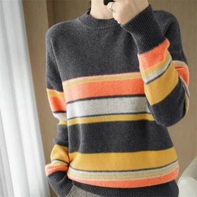 Γυναικείο πουλόβερ Slim πουλόβερ με λαιμόκοψη από κασμίρ Μαλλί κασμίρ Πουλόβερ με μακρυμάνικο πλεκτό πάτο πουκάμισο φθινοπώρου και χειμώνα