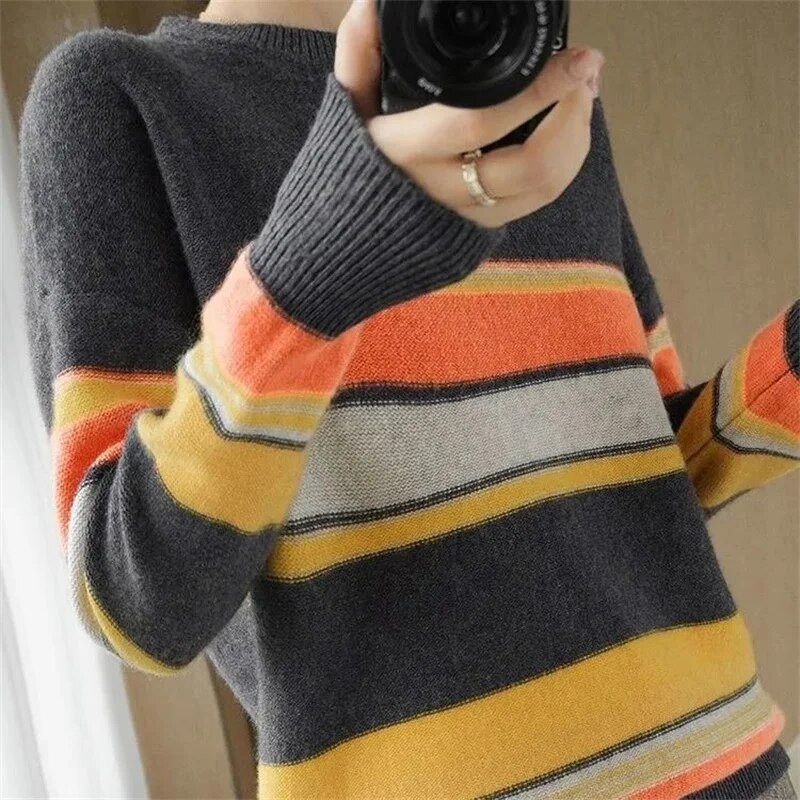 Γυναικείο πουλόβερ Slim πουλόβερ με λαιμόκοψη από κασμίρ Μαλλί κασμίρ Πουλόβερ με μακρυμάνικο πλεκτό πάτο πουκάμισο φθινοπώρου και χειμώνα