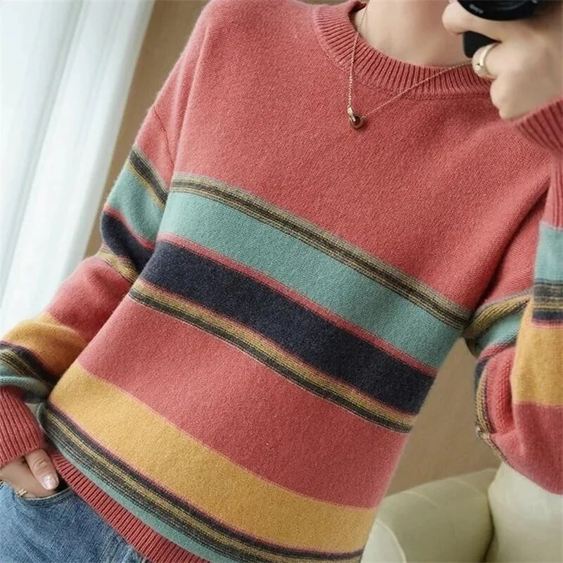 Γυναικείο πουλόβερ Slim πουλόβερ με λαιμόκοψη από κασμίρ Μαλλί κασμίρ Πουλόβερ με μακρυμάνικο πλεκτό πάτο πουκάμισο φθινοπώρου και χειμώνα