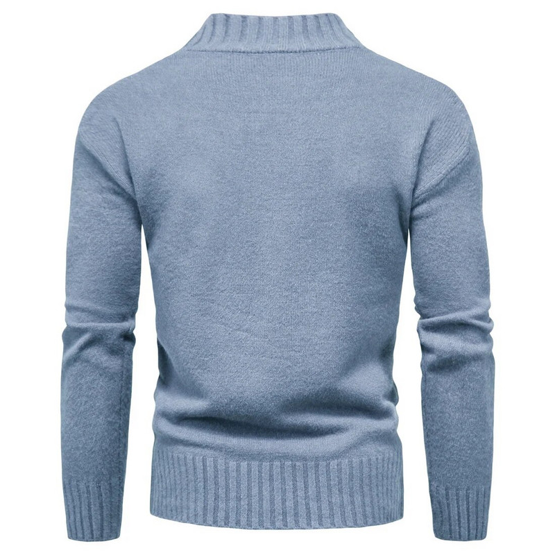 Vīriešu vilnas džemperis ar pusi apkakli vienkrāsains, ikdienas trikotāžas džemperi, klasiski šauri pieguļoši ikdienas zīmola trikotāžas džemperis - izmēri M-2XL