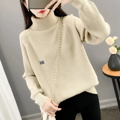 Jauns bruņurupuču trikotāžas džemperis sieviešu ikdienas džemperis Sieviešu rudens ziemas topi korejiešu džemperi, modes 2023. gada sieviešu džemperis