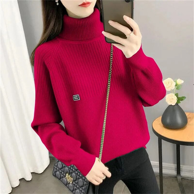 Jauns bruņurupuču trikotāžas džemperis sieviešu ikdienas džemperis Sieviešu rudens ziemas topi korejiešu džemperi, modes 2023. gada sieviešu džemperis