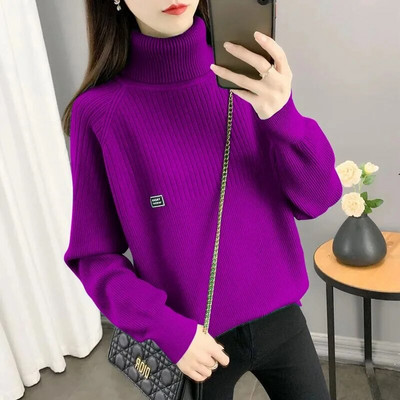 Jauns bruņurupuču trikotāžas džemperis sieviešu ikdienas džemperis Sieviešu rudens ziemas topi korejiešu džemperi, modes 2023. gada sieviešu džemperis