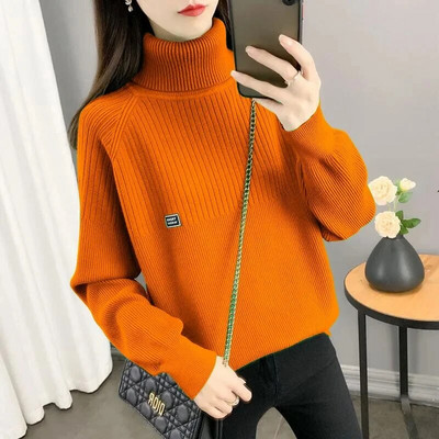 Jauns bruņurupuču trikotāžas džemperis sieviešu ikdienas džemperis Sieviešu rudens ziemas topi korejiešu džemperi, modes 2023. gada sieviešu džemperis