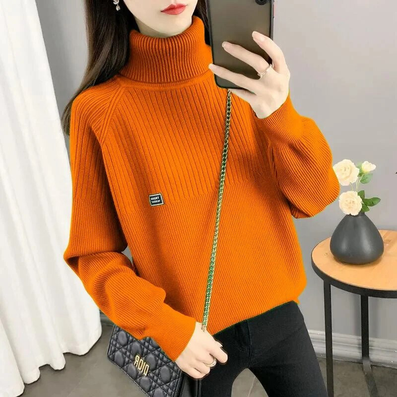 Jauns bruņurupuču trikotāžas džemperis sieviešu ikdienas džemperis Sieviešu rudens ziemas topi korejiešu džemperi, modes 2023. gada sieviešu džemperis