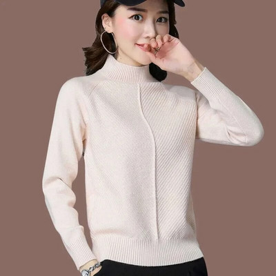 Kötött garbós női, 2023. ősz, tél, új női koreai pulóver, női hosszú ujjú pulóver, ruházati felsők