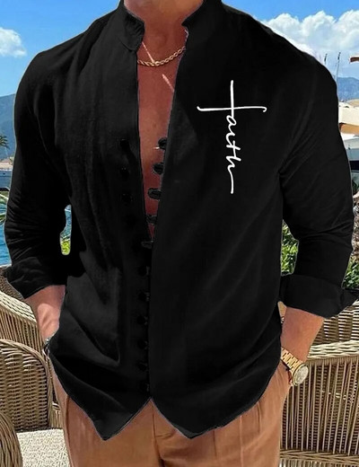 Karstā izpārdošana pavasara kokvilnas lina rudens vīriešu krekli ar garām piedurknēm vienkrāsaini stāva apkakle ikdienas stila lielizmēra krekli