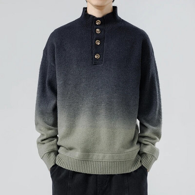 Turtlene kaelusega paks kampsun meeste vaba vabaaja topp sügistalvine hiina stiilis kampsun meestele Gradientvärvi disainiga pullover