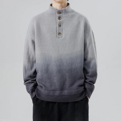 Turtlene kaelusega paks kampsun meeste vaba vabaaja topp sügistalvine hiina stiilis kampsun meestele Gradientvärvi disainiga pullover