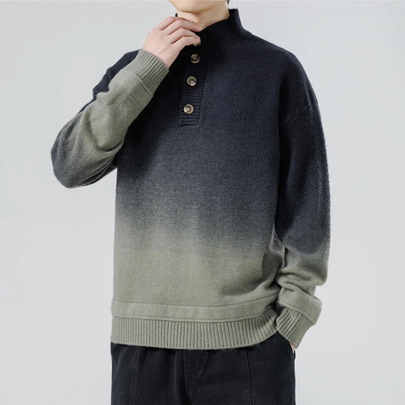 Turtlene kaelusega paks kampsun meeste vaba vabaaja topp sügistalvine hiina stiilis kampsun meestele Gradientvärvi disainiga pullover