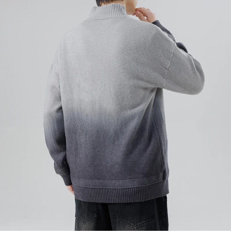 Turtlene kaelusega paks kampsun meeste vaba vabaaja topp sügistalvine hiina stiilis kampsun meestele Gradientvärvi disainiga pullover