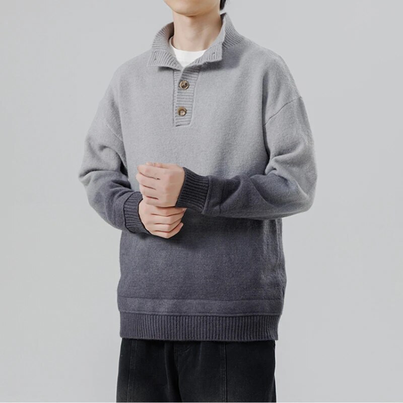 Turtlene kaelusega paks kampsun meeste vaba vabaaja topp sügistalvine hiina stiilis kampsun meestele Gradientvärvi disainiga pullover