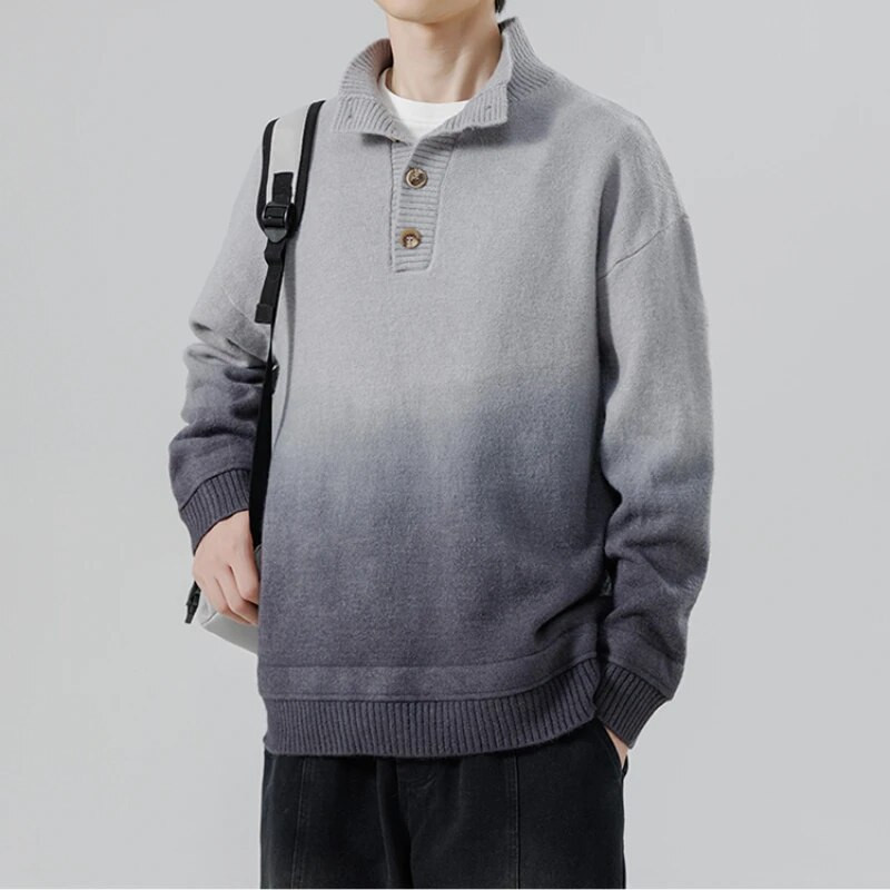 Turtlene kaelusega paks kampsun meeste vaba vabaaja topp sügistalvine hiina stiilis kampsun meestele Gradientvärvi disainiga pullover