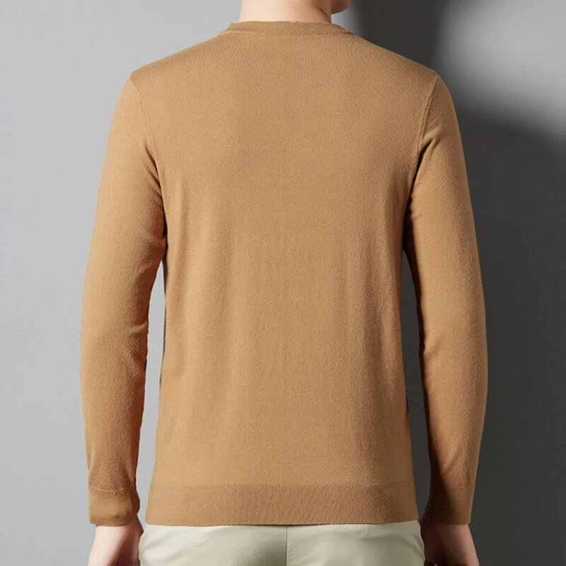 2023. gada rudens un ziemas jauns, nepelējošs samta džemperis ar apaļu apkakli Trikotāžas vīriešu džemperis Jauns ikdienas modes retro džemperis
