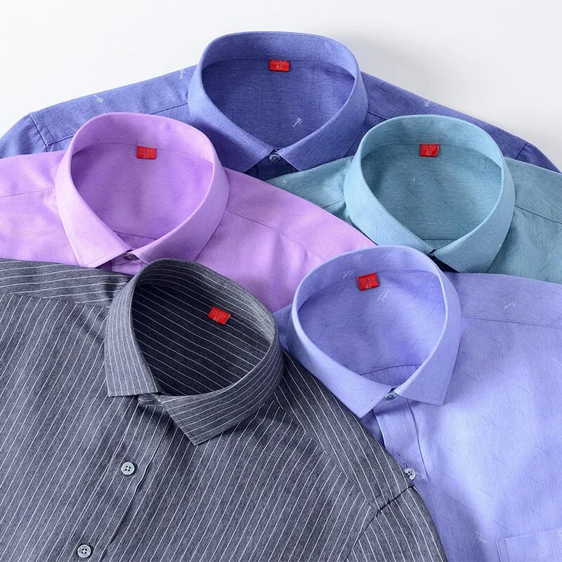 BAMBOOPLE ing Férfi hosszú ujjú divat Alkalmi puha csíkos Üzleti Szociális Kockás Normál Fit Könnyű ápolás 7XL 6XL 5XLAEchoice