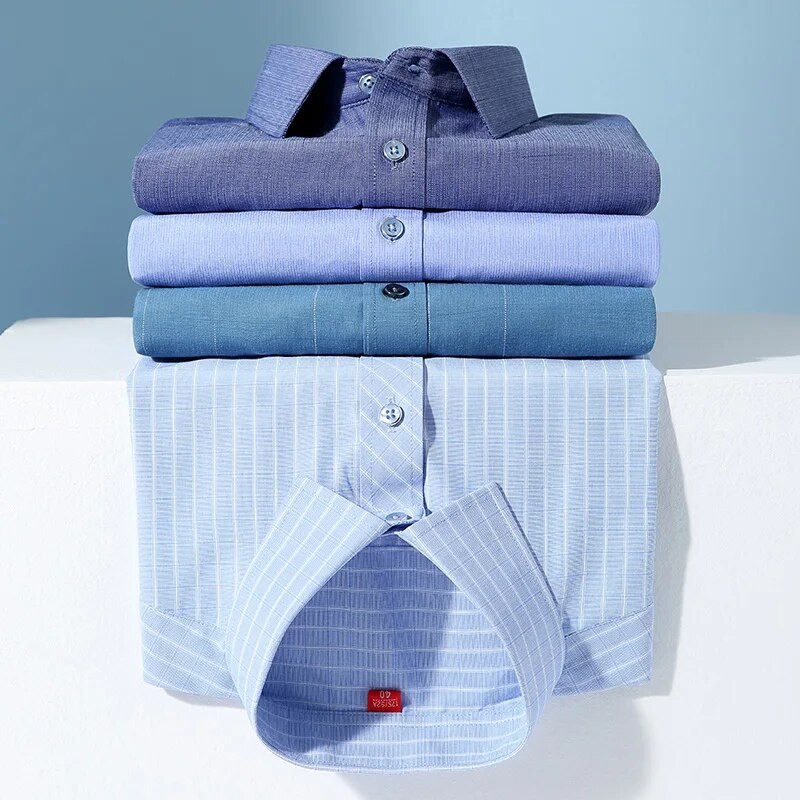 BAMBOOPLE ing Férfi hosszú ujjú divat Alkalmi puha csíkos Üzleti Szociális Kockás Normál Fit Könnyű ápolás 7XL 6XL 5XLAEchoice