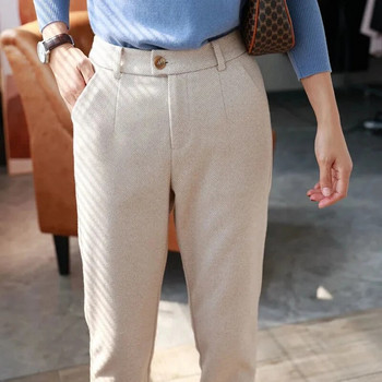Μάλλινο παντελόνι Γυναικείο παντελόνι μολύβι χαρέμι 2022 Φθινόπωρο χειμερινό ψηλόμεσο κοστούμι casual παντελόνι γραφείο Γυναικείο παντελόνι