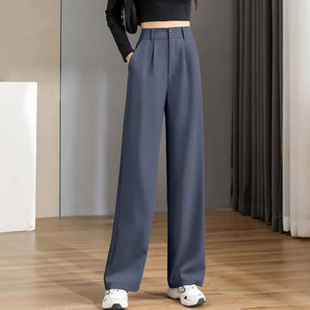 Γυναικείο νέο στιλ επαγγελματικό φαρδύ παντελόνι με ψηλή μέση, χαλαρό casual ίσιο παντελόνι στο πάτωμα, επαγγελματικό φαρδύ παντελόνι