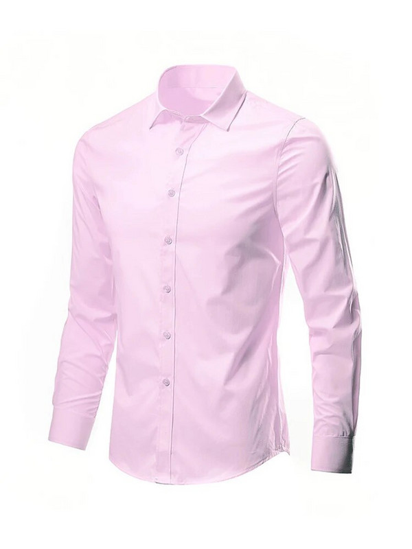 Modne klasične jednobojne košulje za muškarce Ljeto dugih rukava Osnovne poslovne košulje s otvorenim ovratnikom Muške ležerne uske košulje Chic Topovi