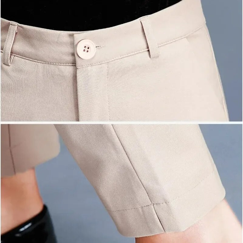 Női khaki fekete munka Pantalones tavaszi magas derekú vékony ceruza nadrág irodai női öltöny klasszikus nadrág elegáns Capris 85-91 cm