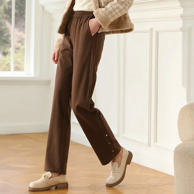 I BELIEVE YOU Melard Style ikdienas bikses sievietēm 2023. gada ziemas Y2K Vintage jaunas, taisnas, elastīgas jostasvietas biezas bikses 2234045421