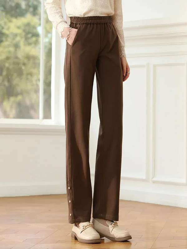 I BELIEVE YOU Melard Style ikdienas bikses sievietēm 2023. gada ziemas Y2K Vintage jaunas, taisnas, elastīgas jostasvietas biezas bikses 2234045421