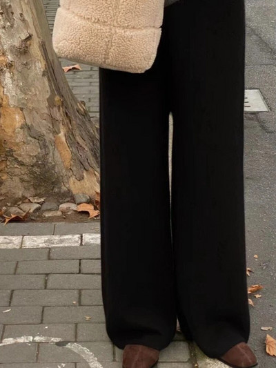 Platas bikses sievietēm rudens ziema Jauns vintage ar augstu vidukli Trikotāžas Bikses Streetwear Sieviešu Sieviešu Bikses Masīvas sporta bikses