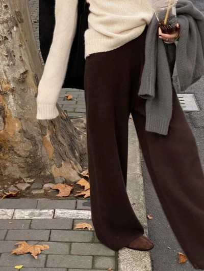 Platas bikses sievietēm rudens ziema Jauns vintage ar augstu vidukli Trikotāžas Bikses Streetwear Sieviešu Sieviešu Bikses Masīvas sporta bikses