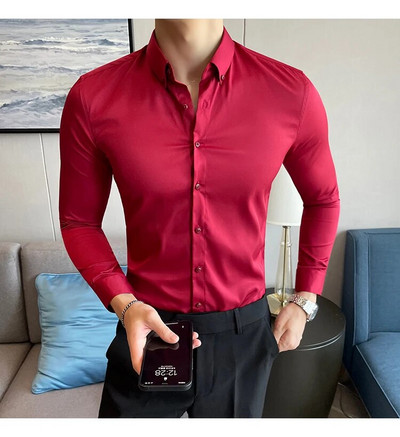 Camisas De Hombre New Work Wear tömör hosszú ujjú szociális ingek férfiaknak ruházat karcsúsított formális férfi ruha ingek nagy méretű 5XL