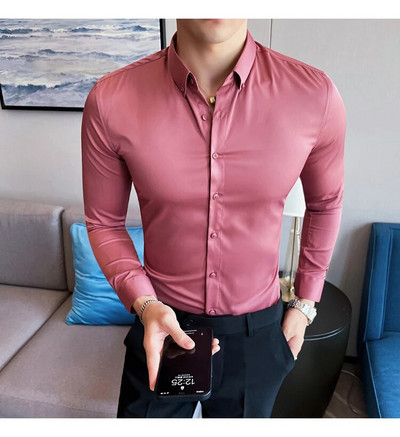 Camisas De Hombre New Work Wear tömör hosszú ujjú szociális ingek férfiaknak ruházat karcsúsított formális férfi ruha ingek nagy méretű 5XL