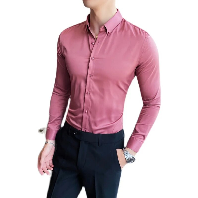 Camisas De Hombre New Work Wear tömör hosszú ujjú szociális ingek férfiaknak ruházat karcsúsított formális férfi ruha ingek nagy méretű 5XL