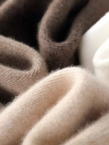 Φθινόπωρο Χειμώνας 2023 Νέα Κασμίρ Φούτερ Γυναικεία Φαρδιά Μόδα Μαύρο ψηλόμεσο μαλλί φαρδύ παντελόνι Casual ίσιο φαρδύ παντελόνι